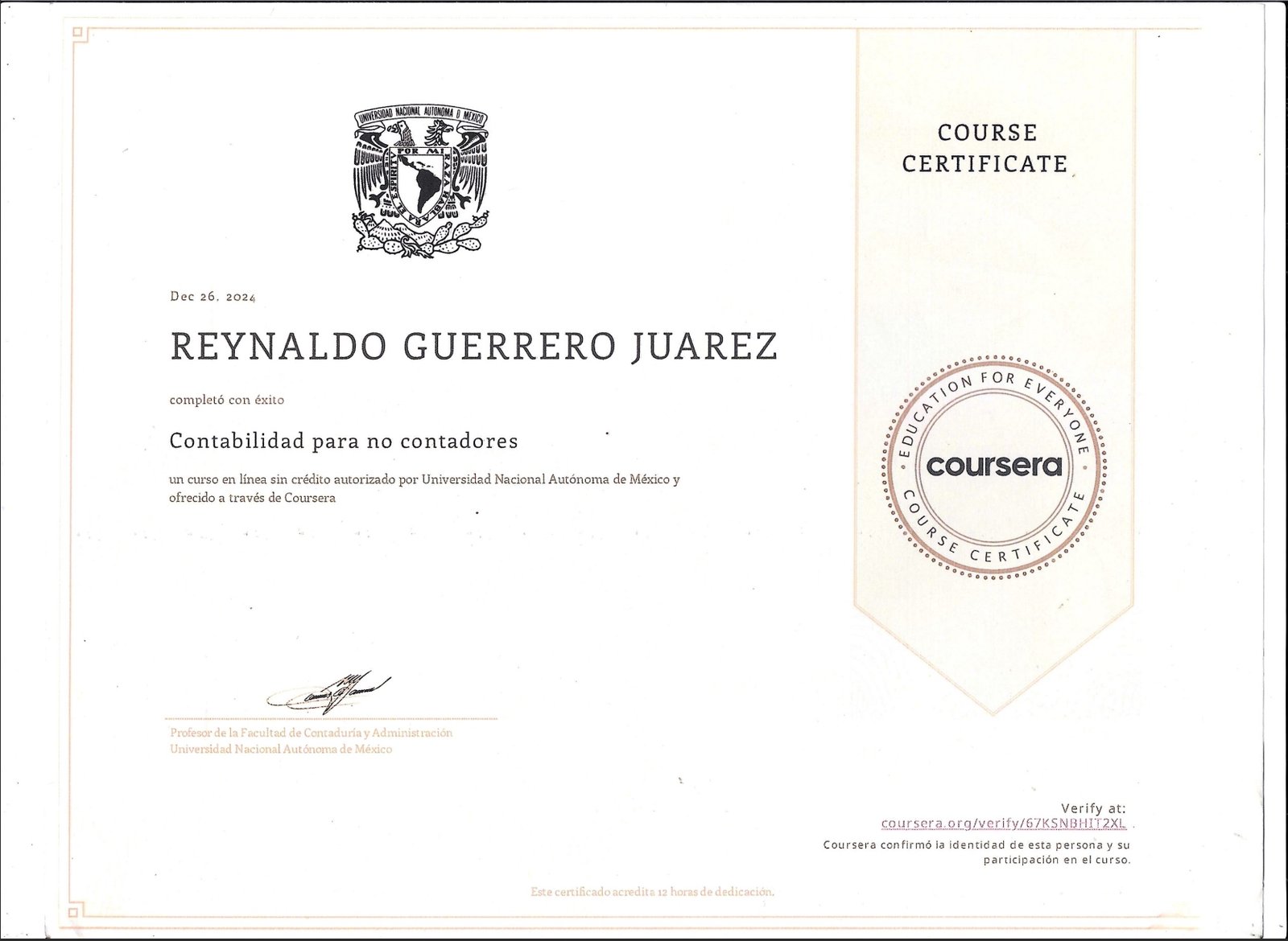 Certificado Contabilidad para no Contadores